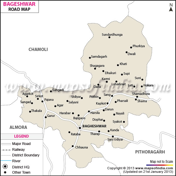 Road Map of Bageshwar