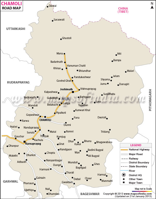Road Map of Chamoli