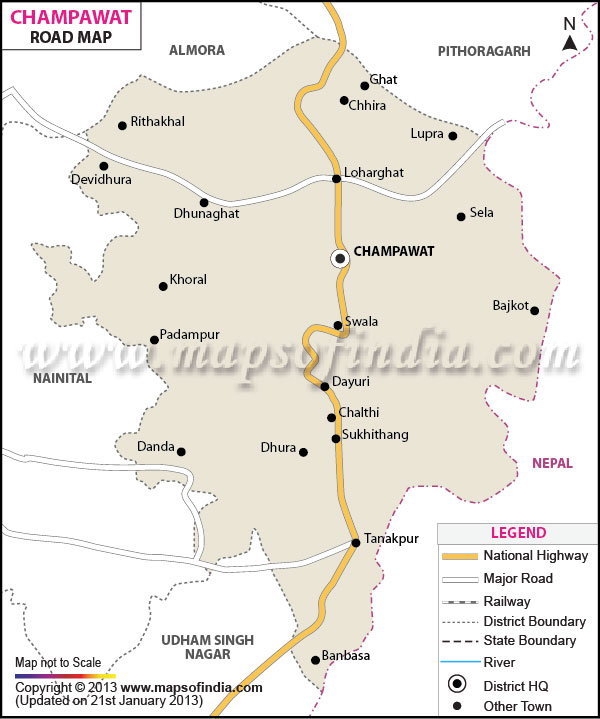 Road Map of Champawat