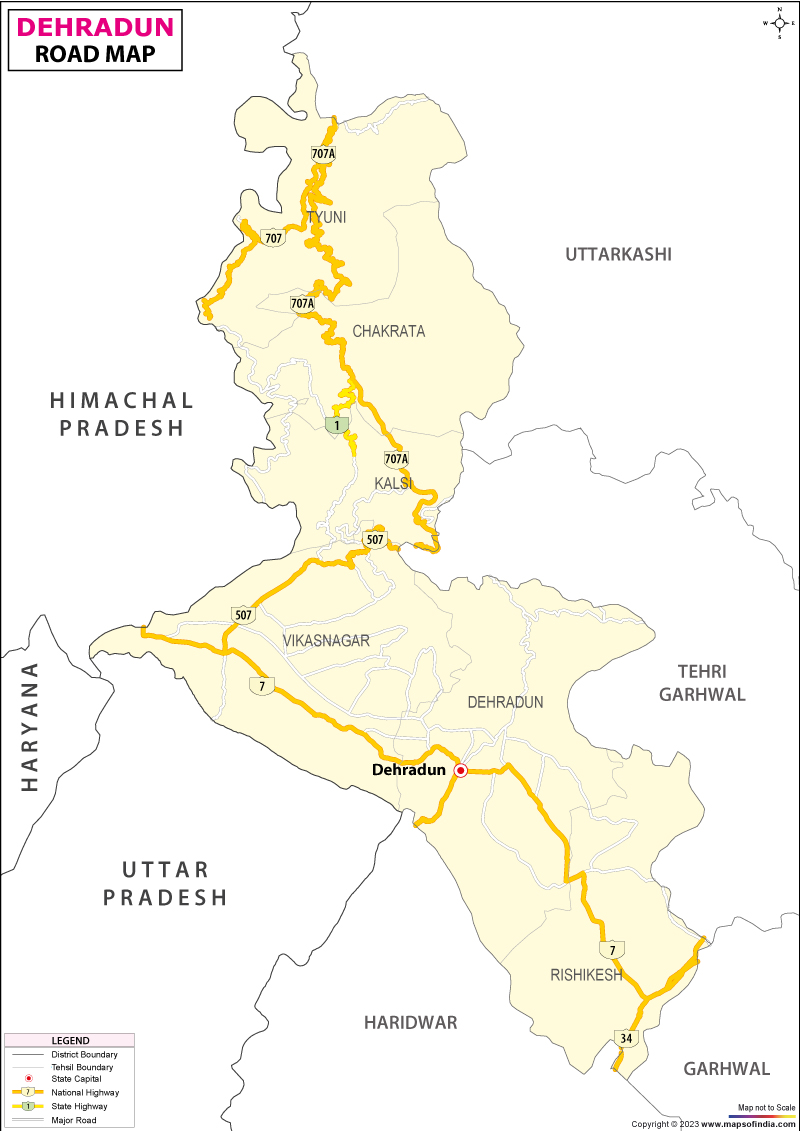 Road Map of Dehradun