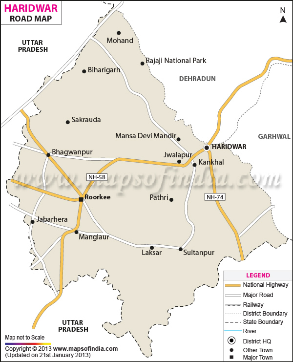 Road Map of Haridwar