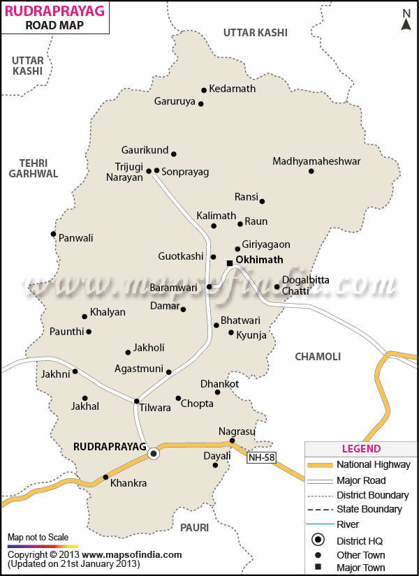Road Map of Rudra prayag