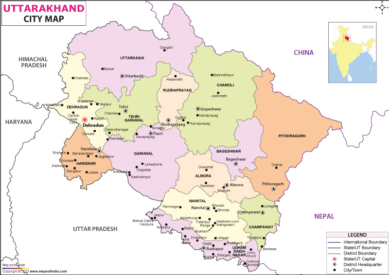 City Map of Uttarakhand