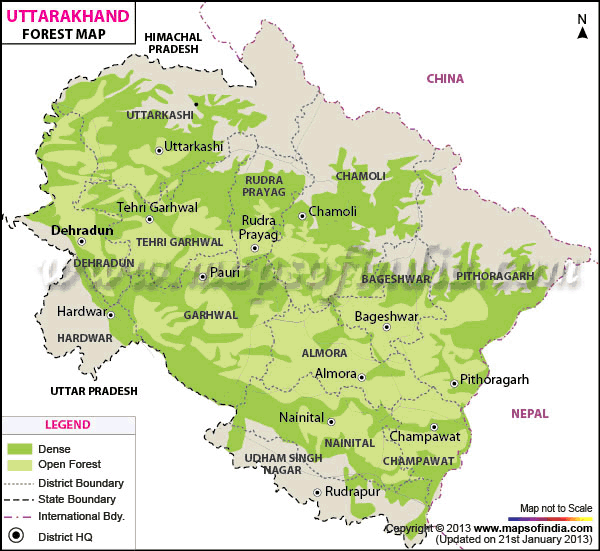 Uttarakhand Forest Map