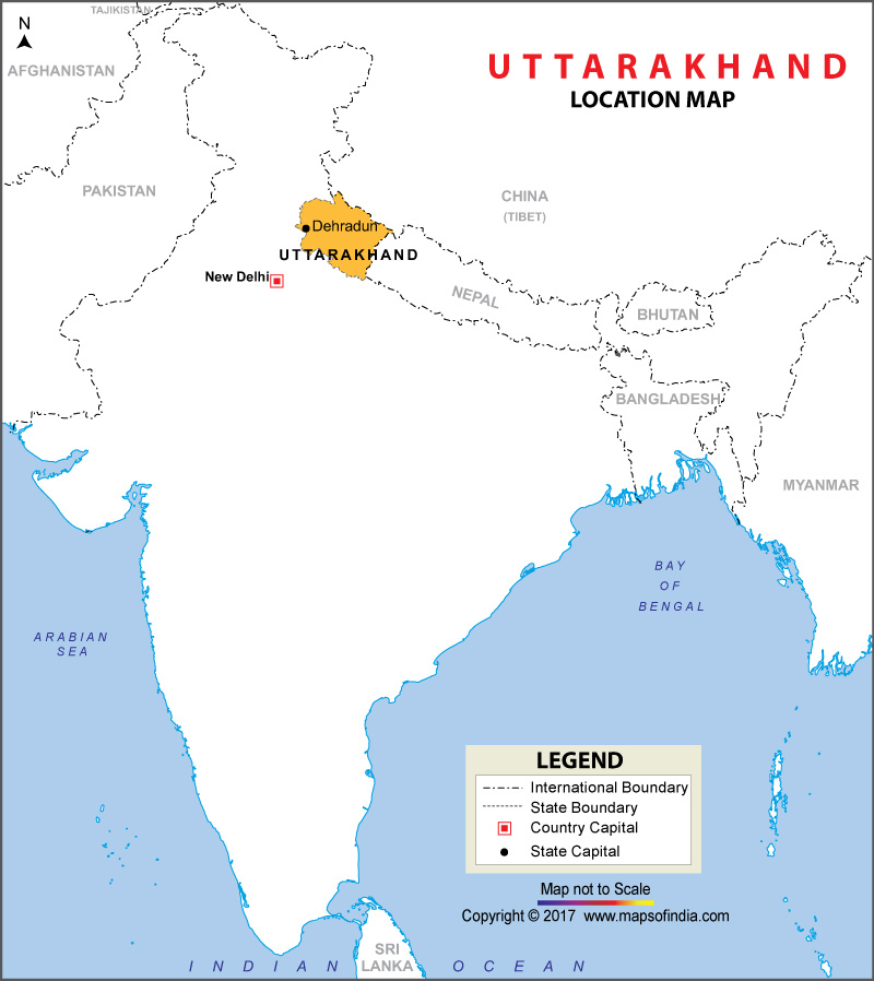 Uttarakhand Location Map