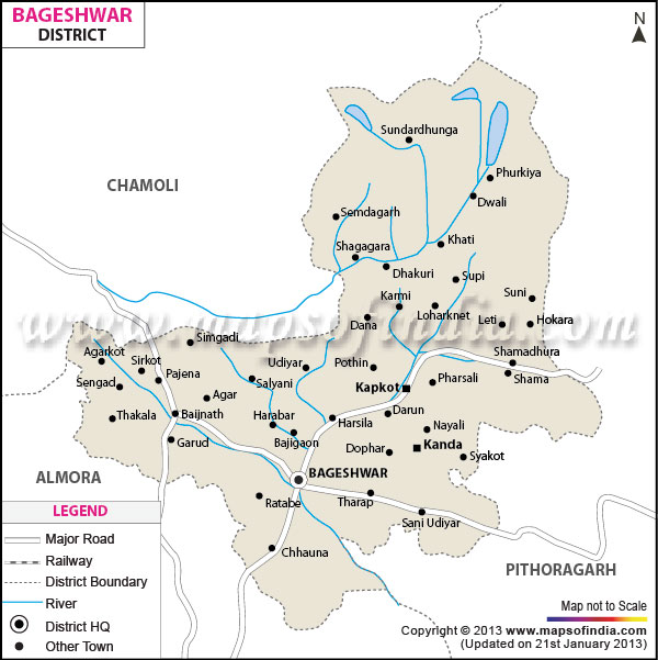 District Map of Bageshwar Bageshwar District Map