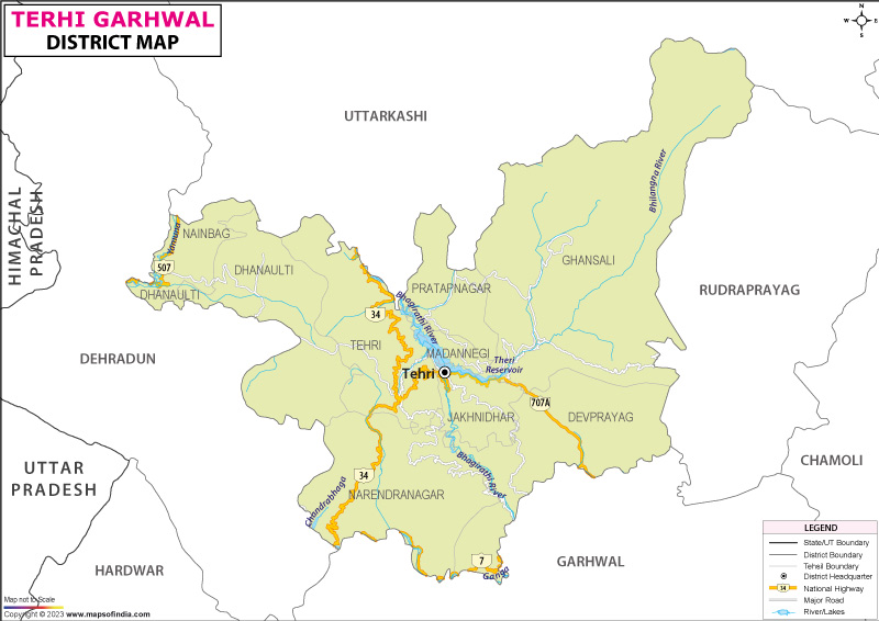 Tehri Garhwal District Map