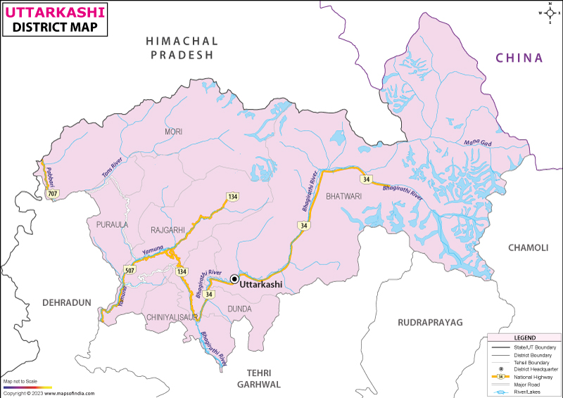 District Map of Uttarkashi Uttarkashi District Map