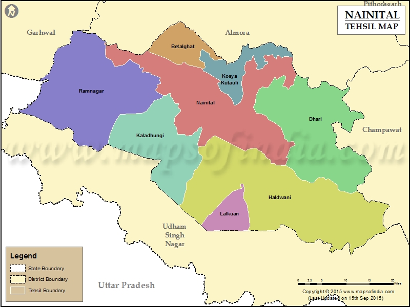 Nainital Tehsil Map, Nainital Tehsils