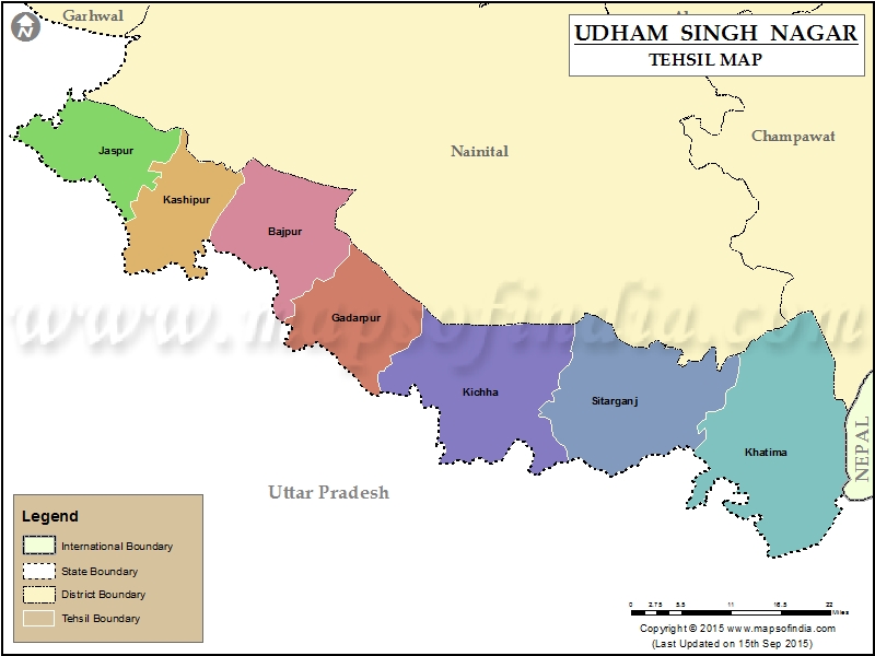 Udham Singh Nagar Tehsil Map, Udham Singh Nagar Tehsils