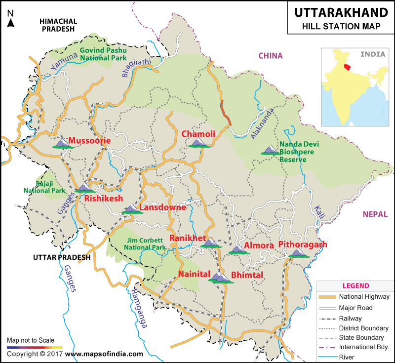 Uttarakhand Hills Map