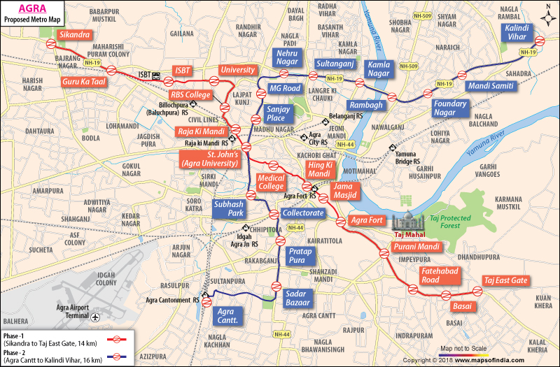 Route Map To Agra Agra Metro Map, Route Map Of Proposed Agra Map