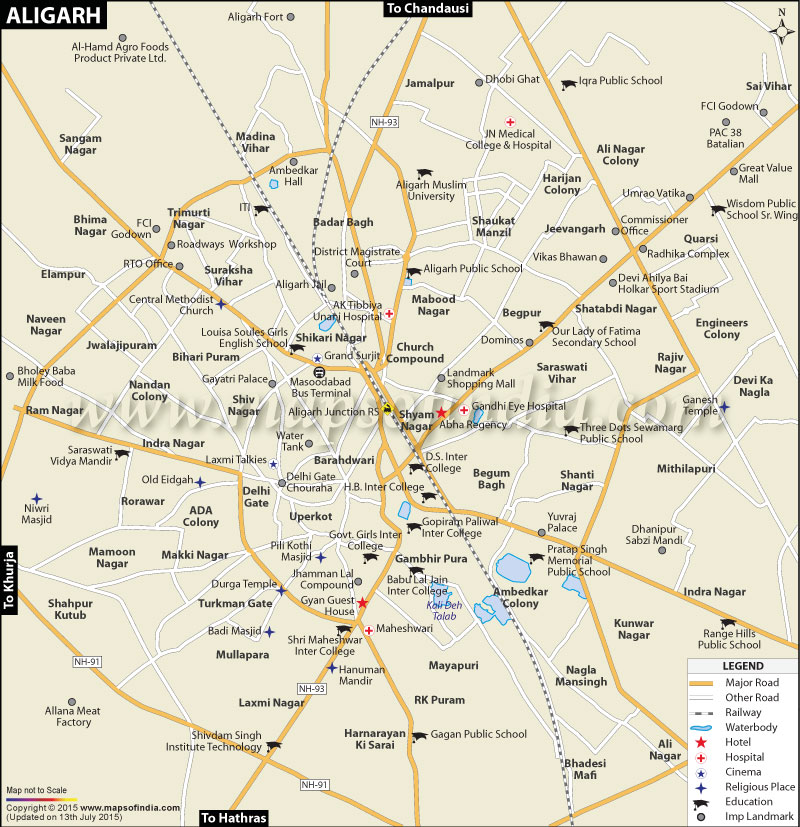 Delhi To Aligarh Road Map Aligarh City Map
