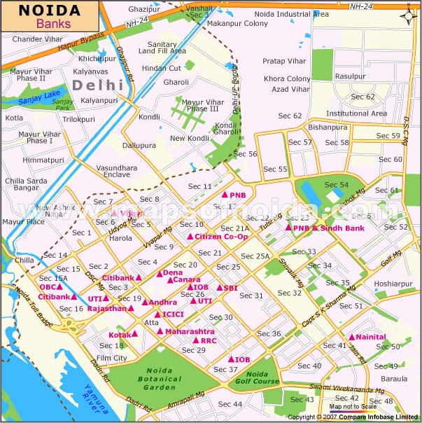 Map of Banks in Noida