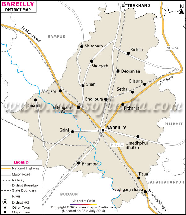 District Map of Bareilly