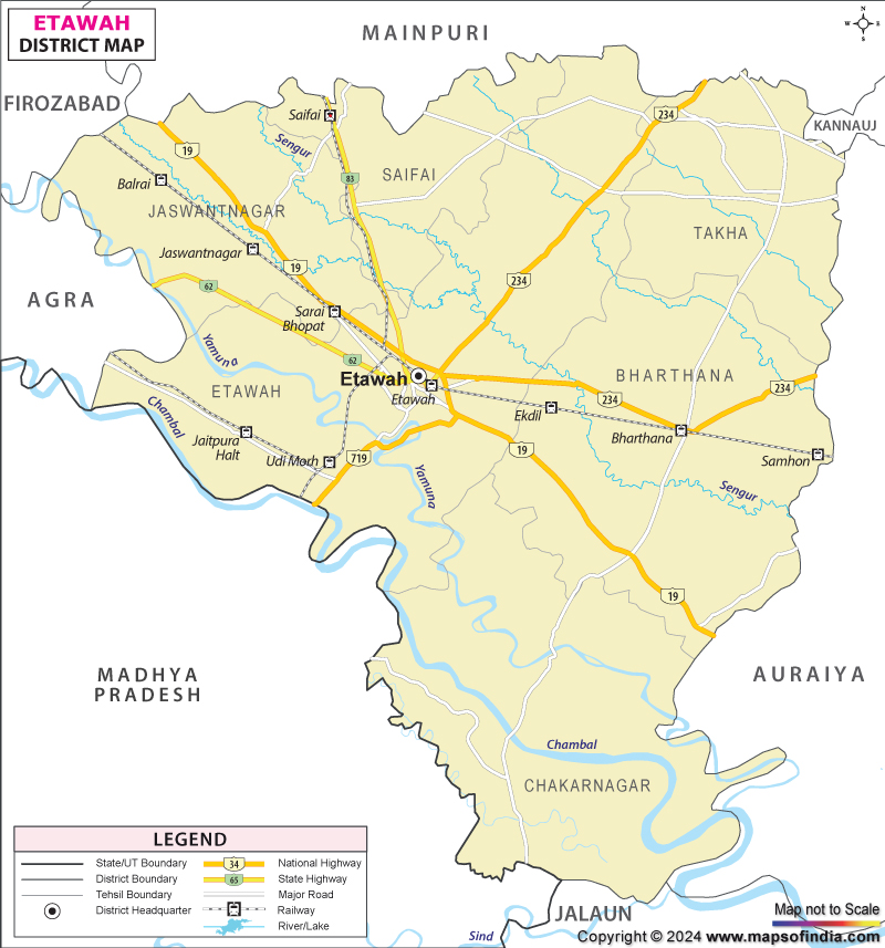 District Map of Etawah