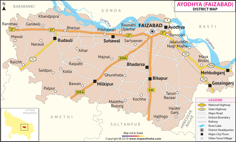 Faizabad In India Map Faizabad District Map