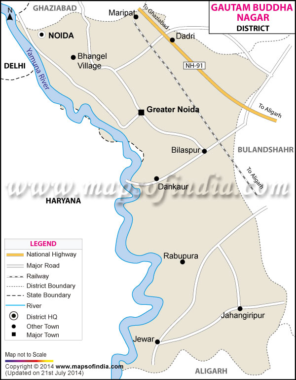 District Map of Gautam Buddha Nagar