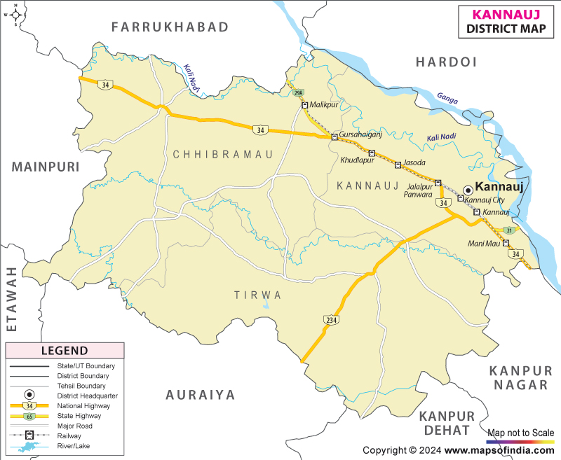 District Map of Kannauj