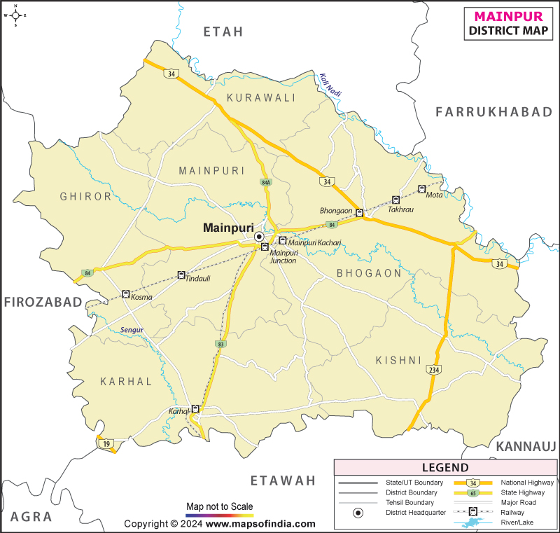 District Map of Mainpuri