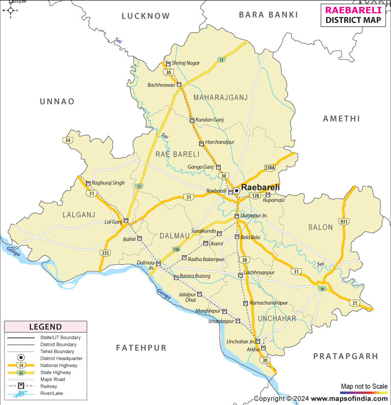 District Map of Rae Bareli