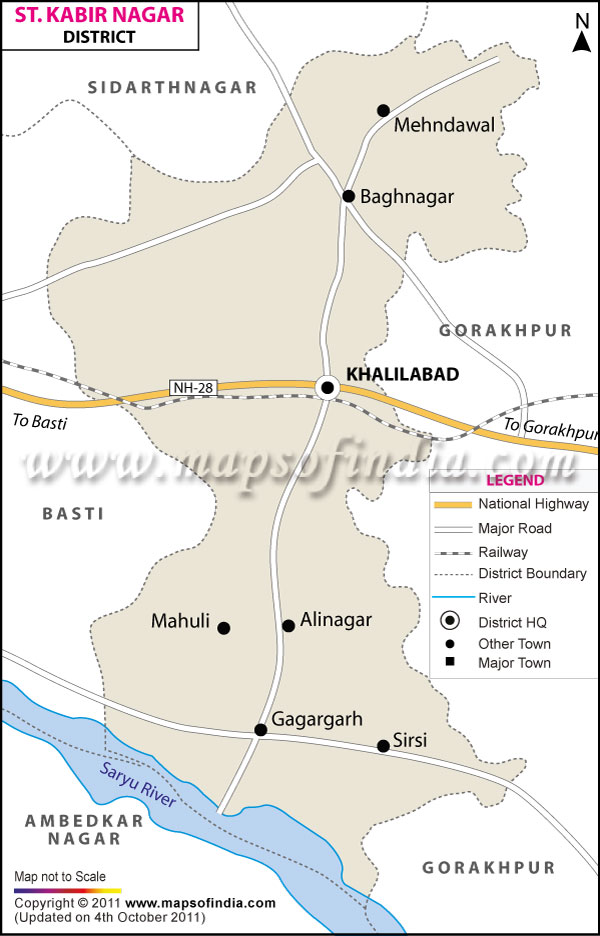District Map of Sant Kabir Nagar