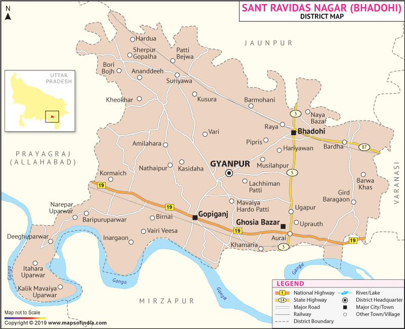 District Map of Sant Ravidas Nagar (Bhadohi)