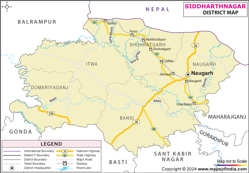 District Map of Siddharth Nagar