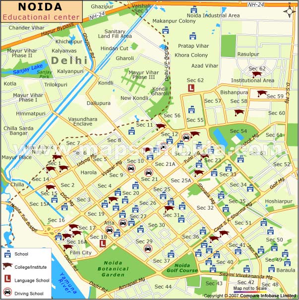 Map of Education Centers in Noida