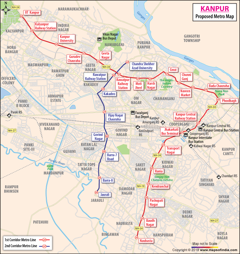 Map of Kanpur Metro (Proposed)