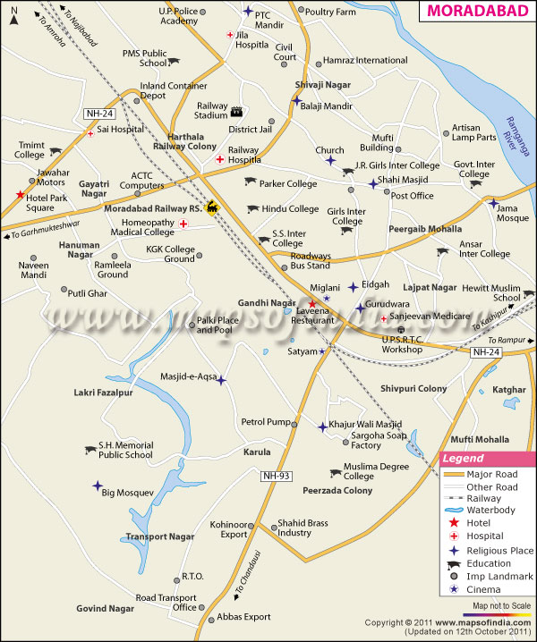 Delhi To Moradabad Map Moradabad City Map