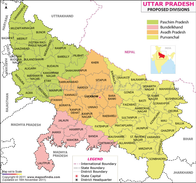 Proposed Map of Uttar Pradesh