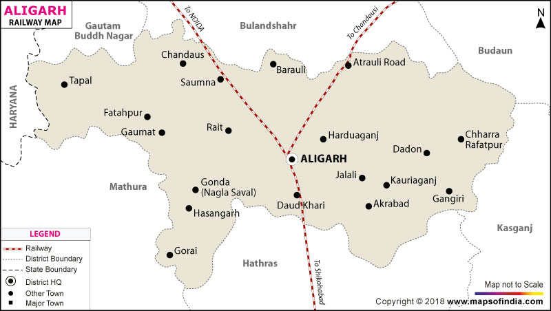 Railway Map of Aligarh