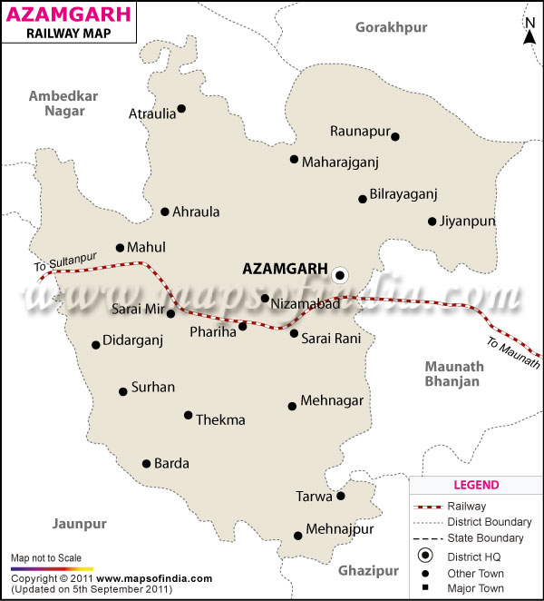 Railway Map of Azamgarh