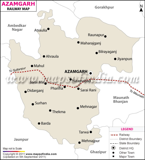 Delhi To Azamgarh Road Map Azamgarh Railway Map