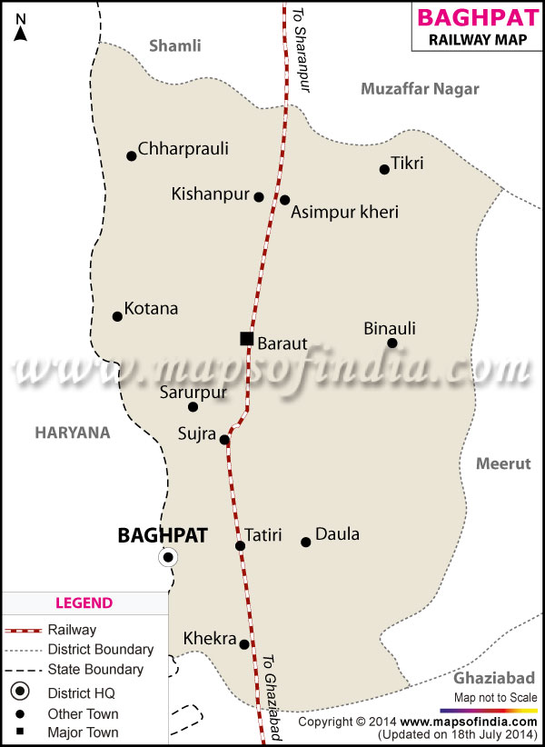 Railway Map of Baghpat