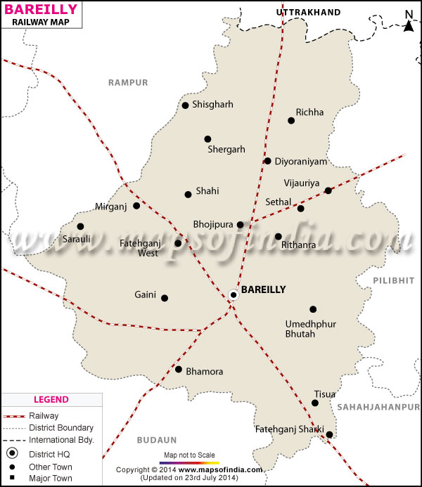 Railway Map of Bareilly