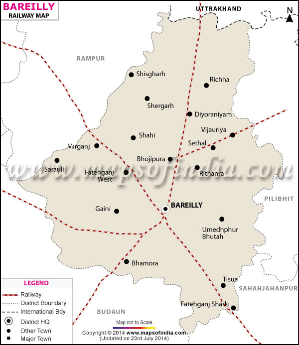 Bareilly Map In Up Bareilly Railway Map - Uttar Pradesh