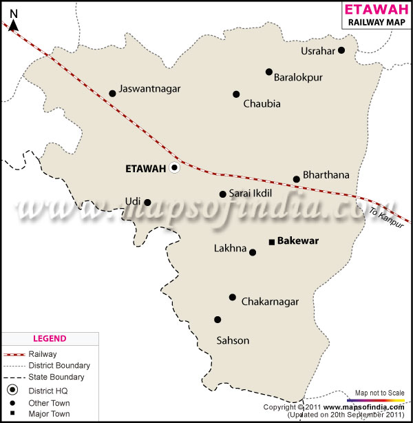 Railway Map of Etawah