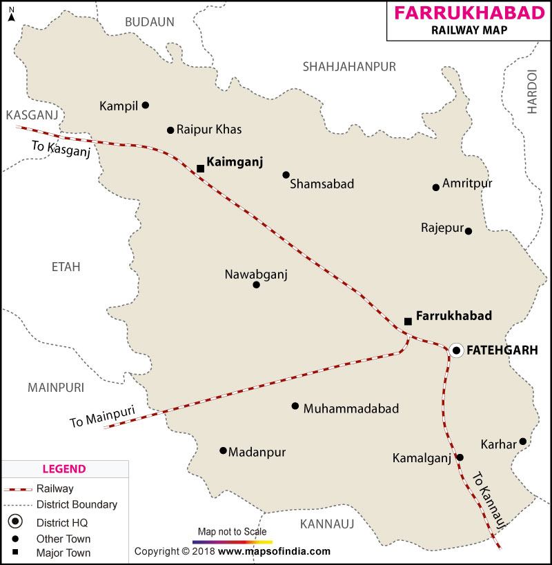 Railway Map of Farrukhabad