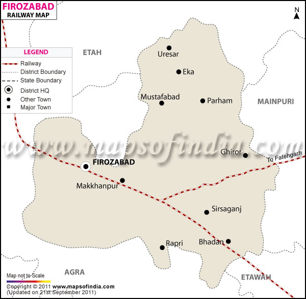 Railway Map of Firozabad