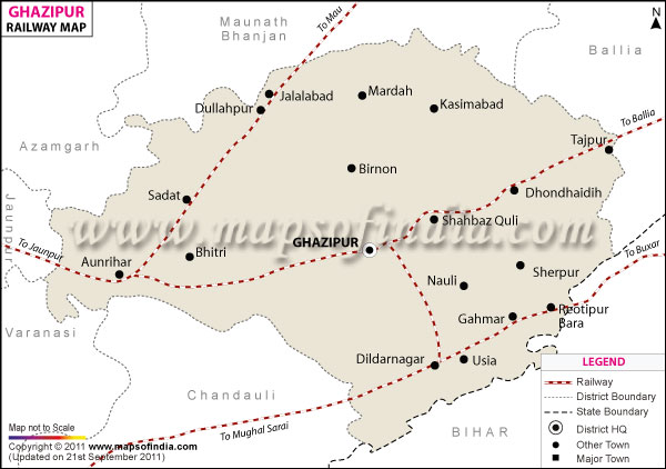 Railway Map of Ghazipur