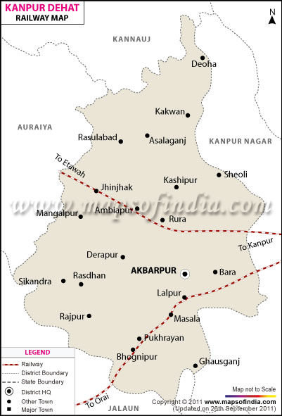 Railway Map of Kanpur Dehat
