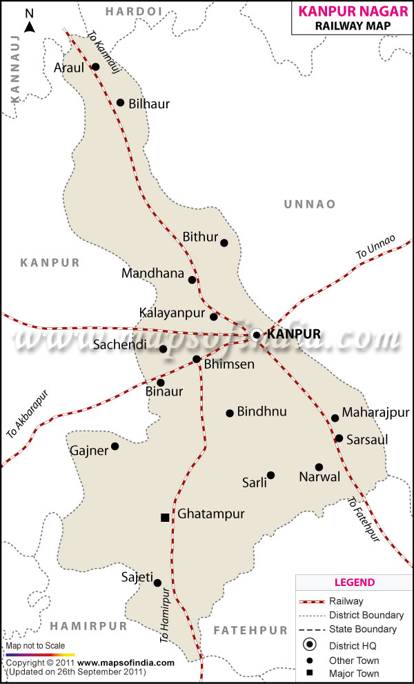 Railway Map of Kanpur Nagar