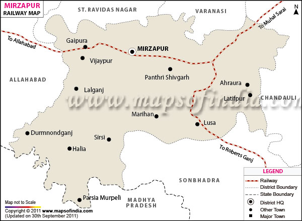 Railway Map of Mirzapur