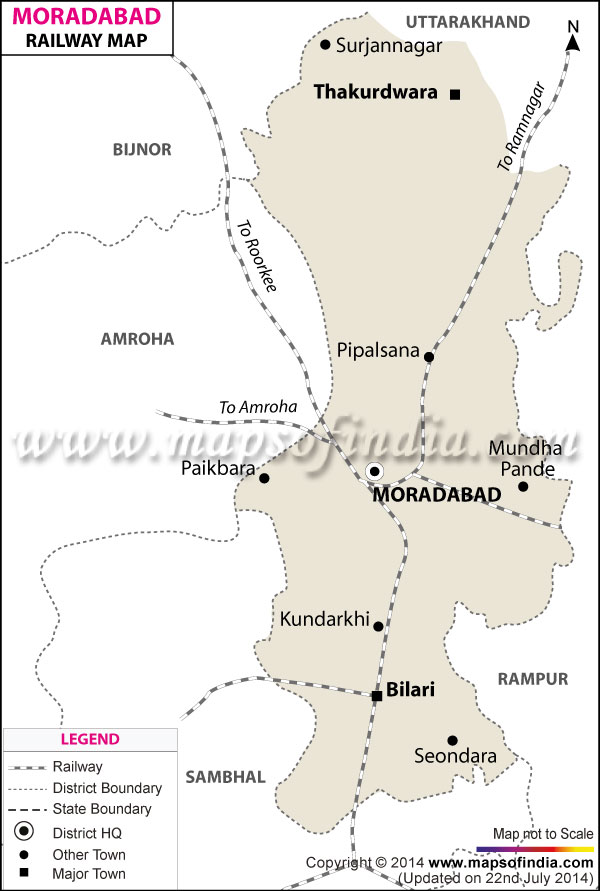 Railway Map of Moradabad