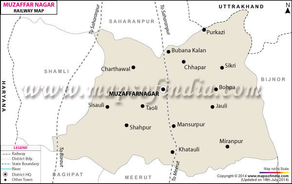 Railway Map of Muzaffarnagar