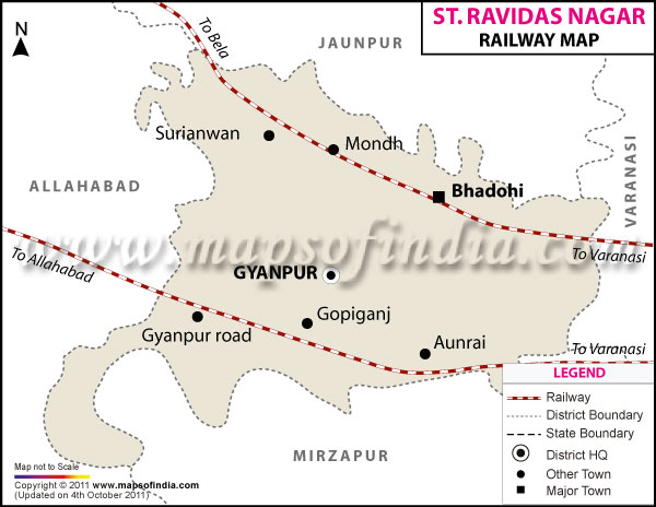 Railway Map of Sant Ravidas Nagar (Bhadohi)