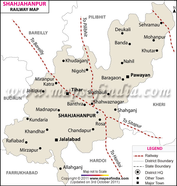 Railway Map of Shahjahanpur