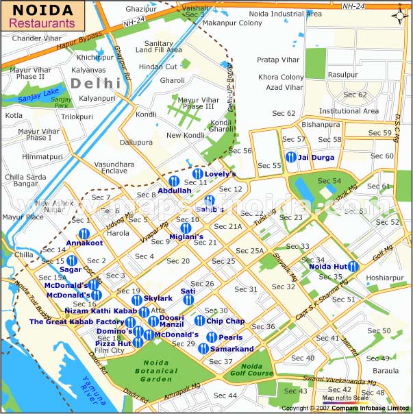 Map of Restaurants in Noida